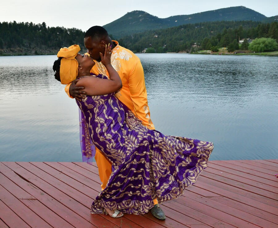 African American wedding photography at Evergreen Lake in Colorado